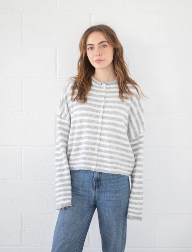 BEST SELLER Piper Cardigan (grey stripe) - GEORGE-MARY'S