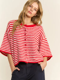 The Penny Cardigan (red/white striped)