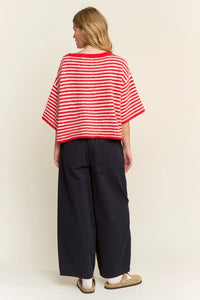 The Penny Cardigan (red/white striped)