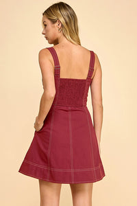 Maroon Top Stitched Dress
