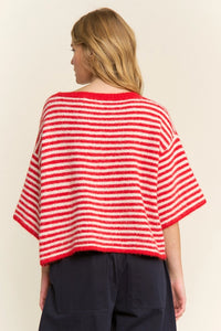 The Penny Cardigan (red/white striped)