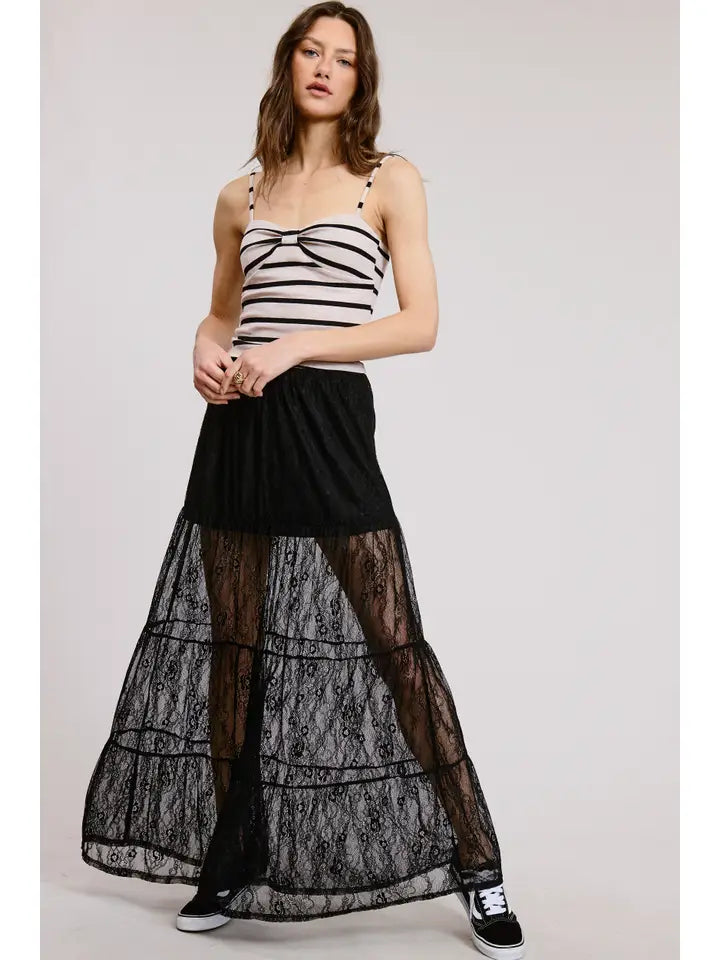 Tiered Lace Maxi Skirt
