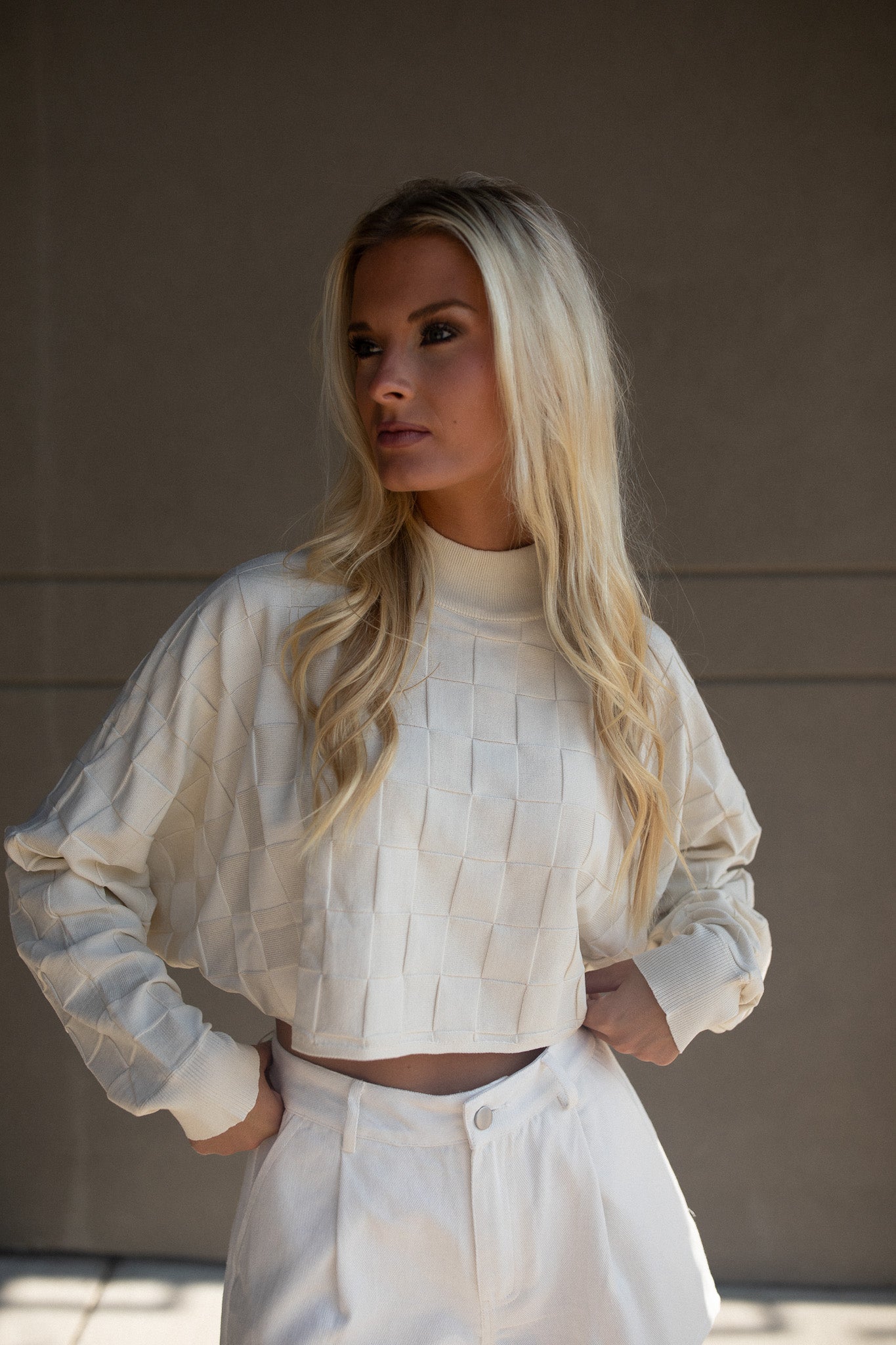 Checkered Woven Sweater