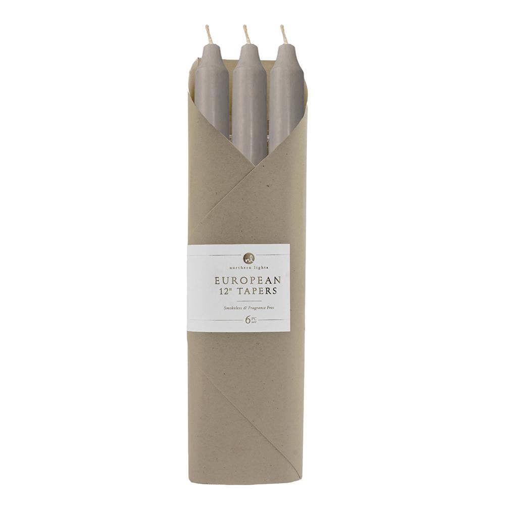 12" European Taper Candle Set (Stone)