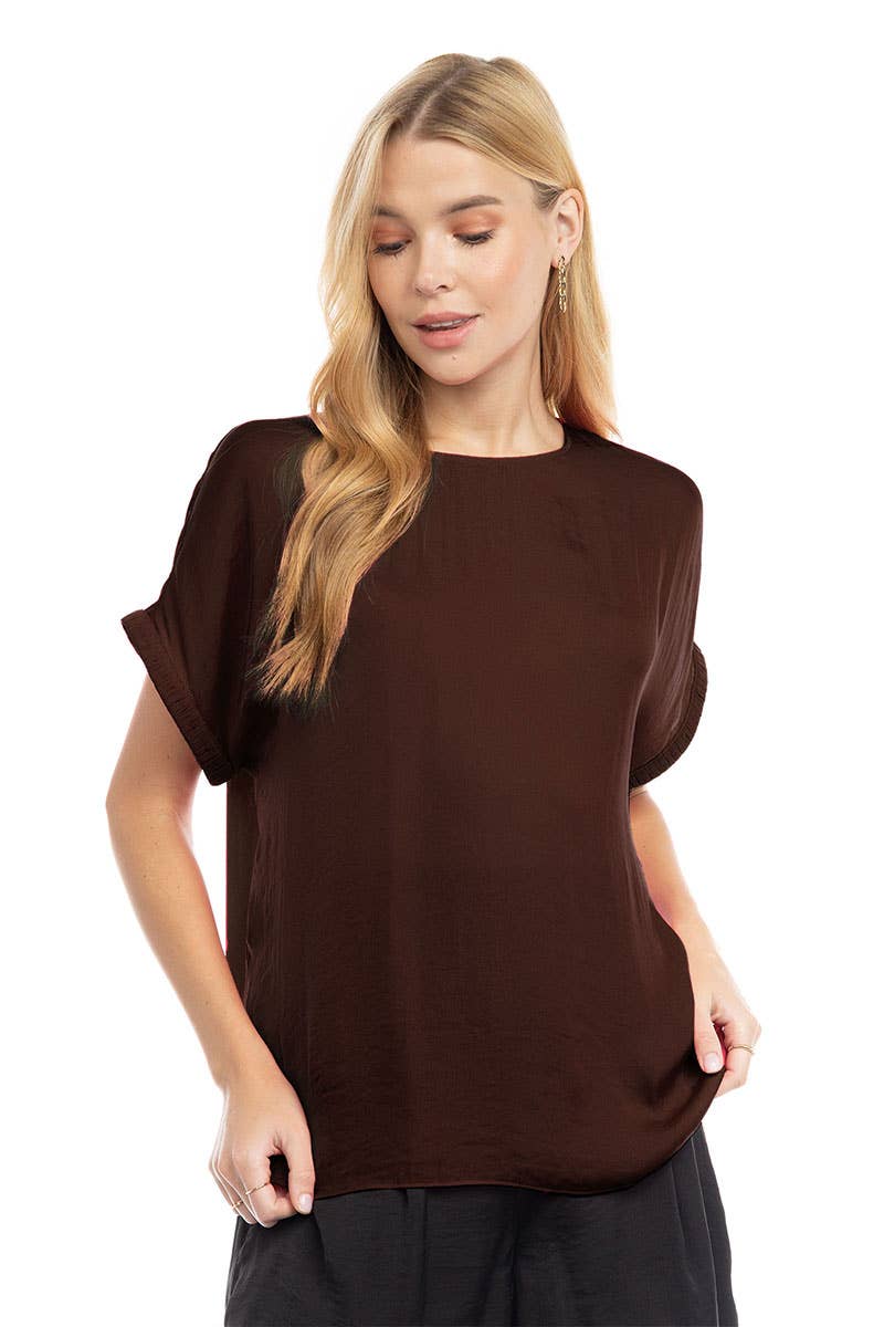 Dolman Short Sleeve Blouse (chocolate)