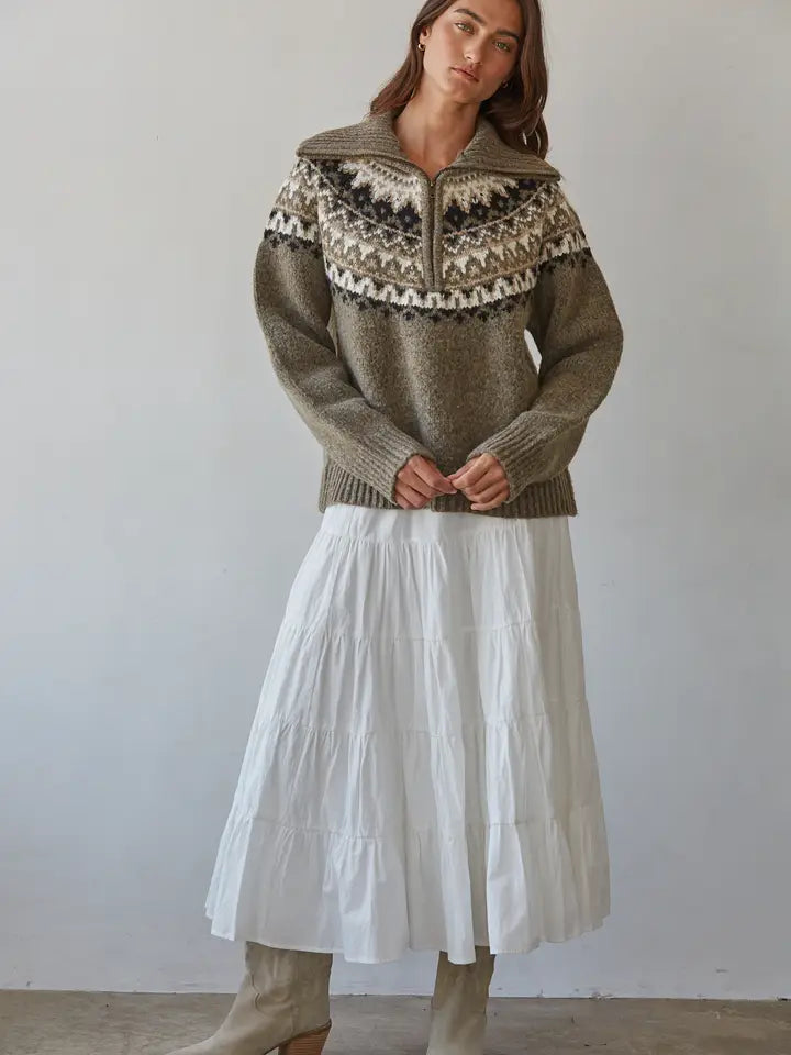 Fair Isle Zipper Sweater