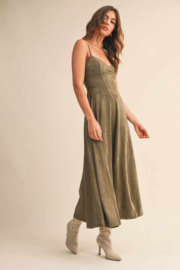 Skye Suede Dress (olive)