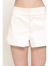 Faux Leather Shorts (ivory)