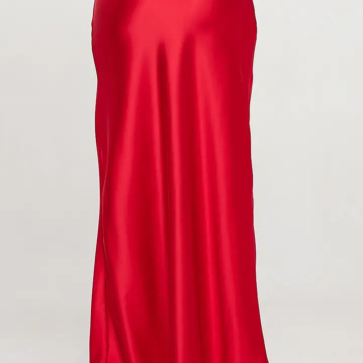 Satin Maxi Skirt (red)