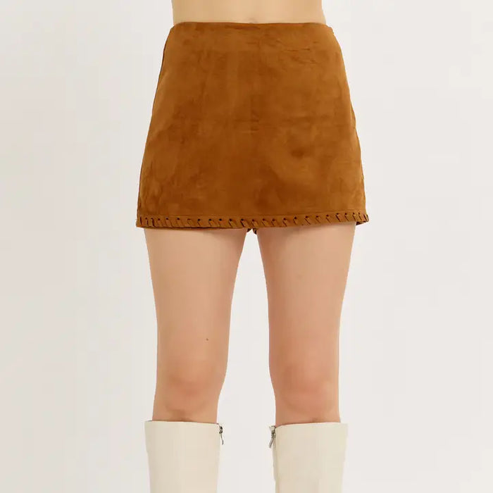 Suede Stitch  Mini Skirt
