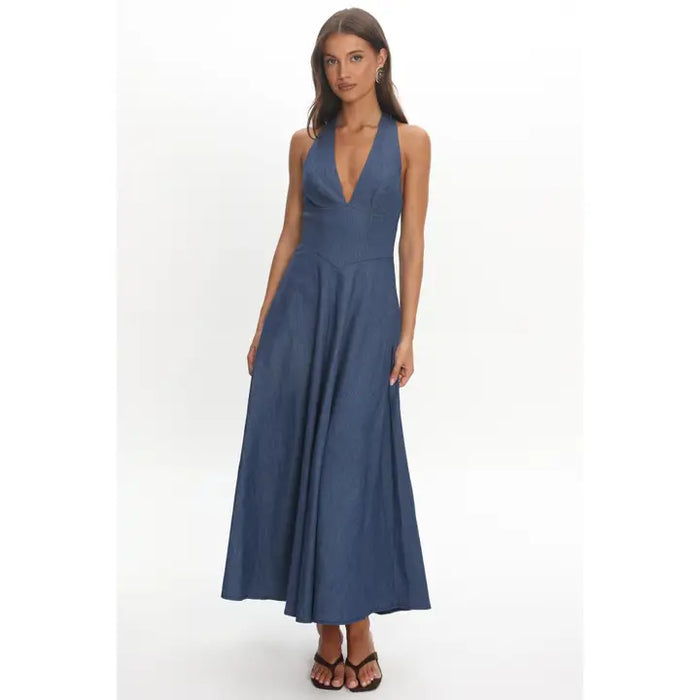 Millie Denim Halter Dress - GEORGE-MARY'S