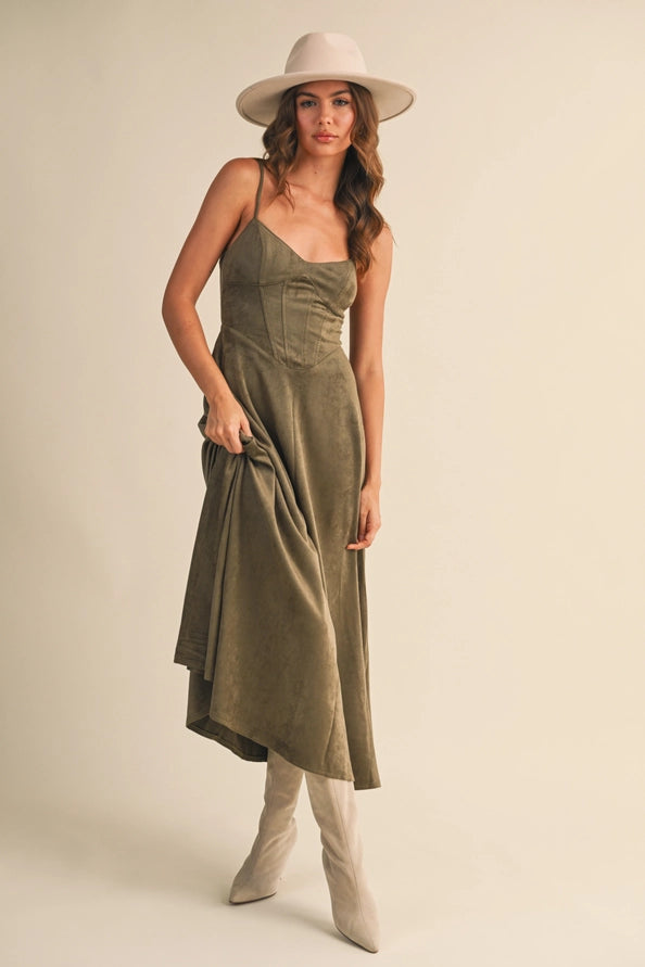 Skye Suede Dress (olive)
