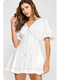 Top Stitched Mini Dress