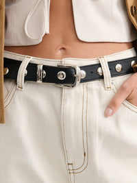 Linda Studded Western Belt in Black - GEORGE-MARY'S