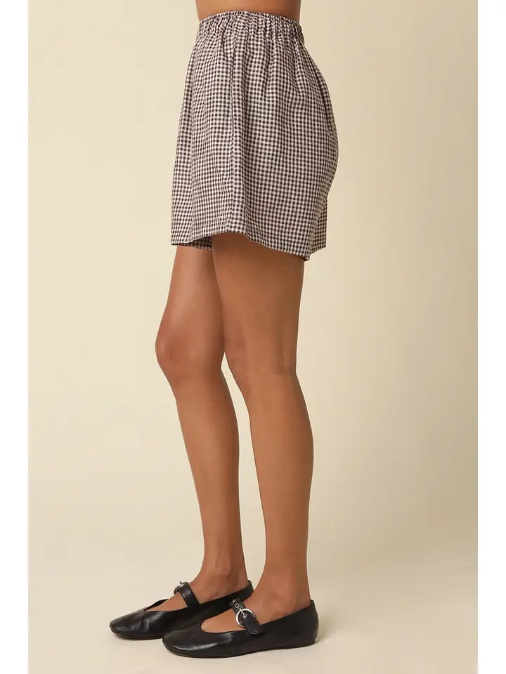 Gabi Gingham Linen Shorts