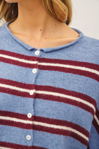 The Piper Cardigan (blue varsity stripe) - GEORGE-MARY'S