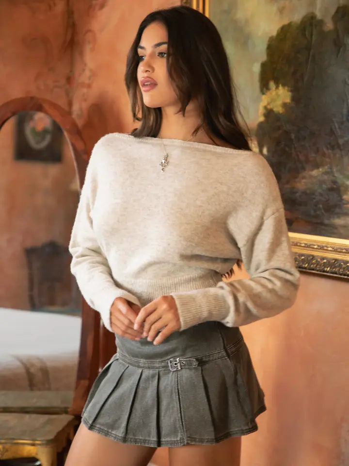 Arriella Off Shoulder Sweater (oatmeal)