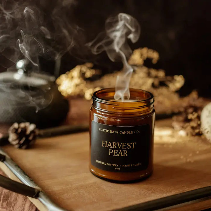 Harvest Pear - Fall Candle - Amber Jar - 9 oz