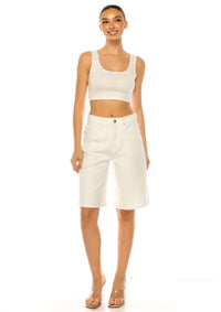 Classic White Denim Bermuda Short