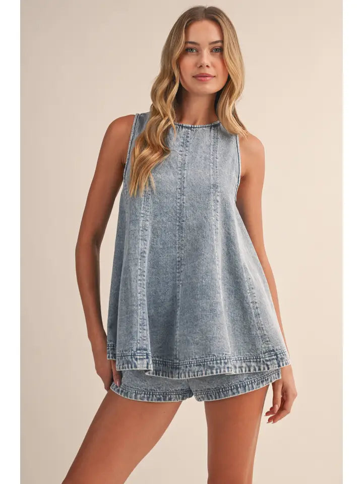 Trapeze Denim Shorts