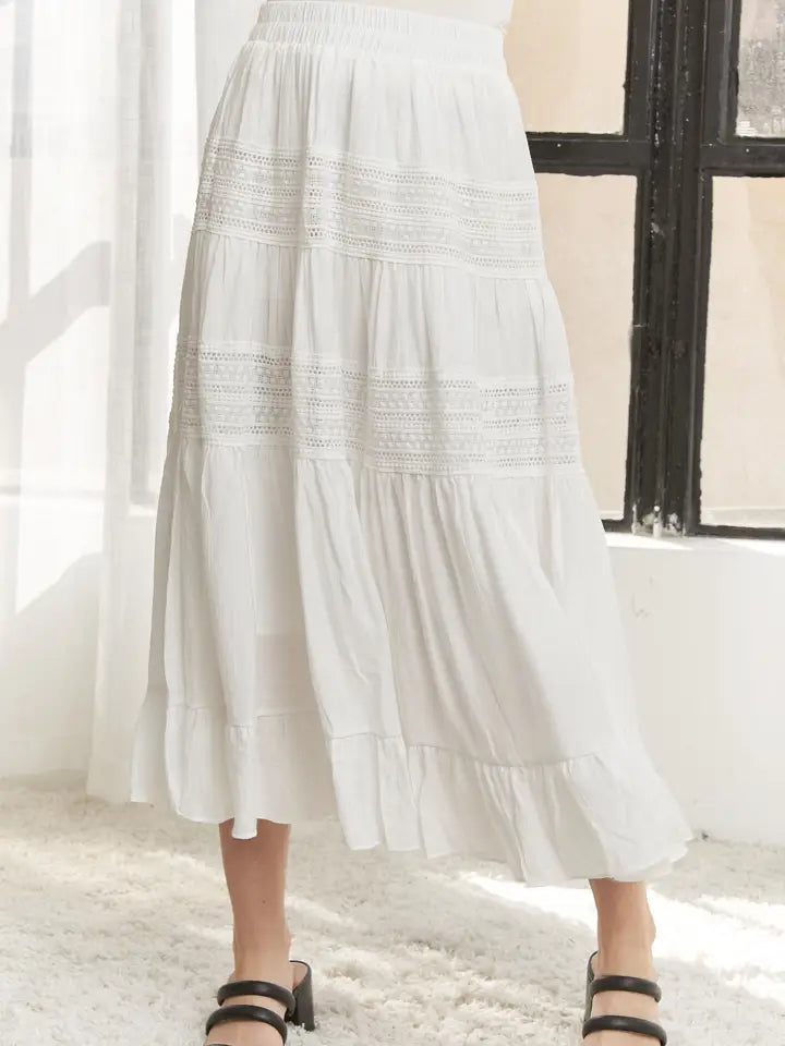 Lofton Lace Ruffle Maxi Skirt