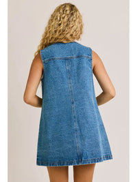 Denim Button Shift Dress