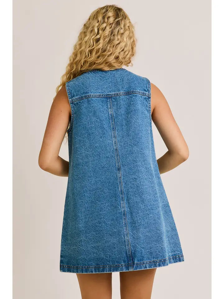 Denim Button Shift Dress
