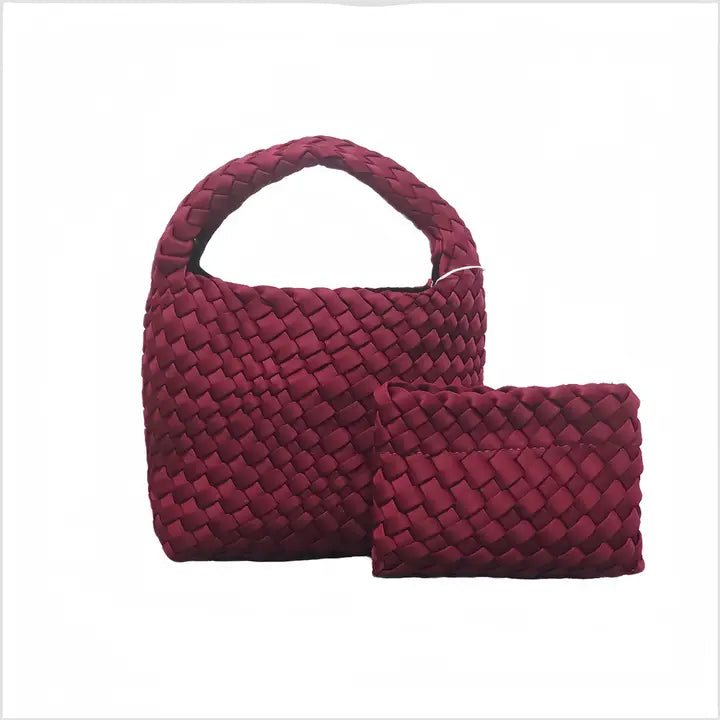 Mini Woven Basket Purse (wine)