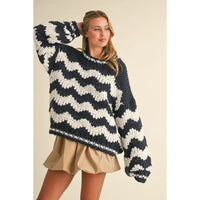 SALE Navy Patterned Sweater