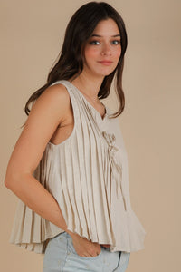 Polly Pleated Tank (oatmeal)