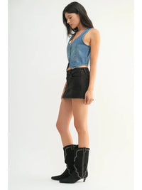 Washed Denim Skort (black)
