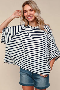 Oversized Navy Striped Terry Shirt