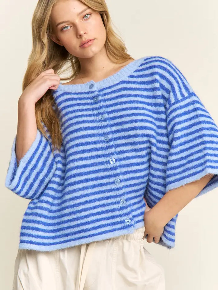The Penny Cardigan (blue multi stripe)