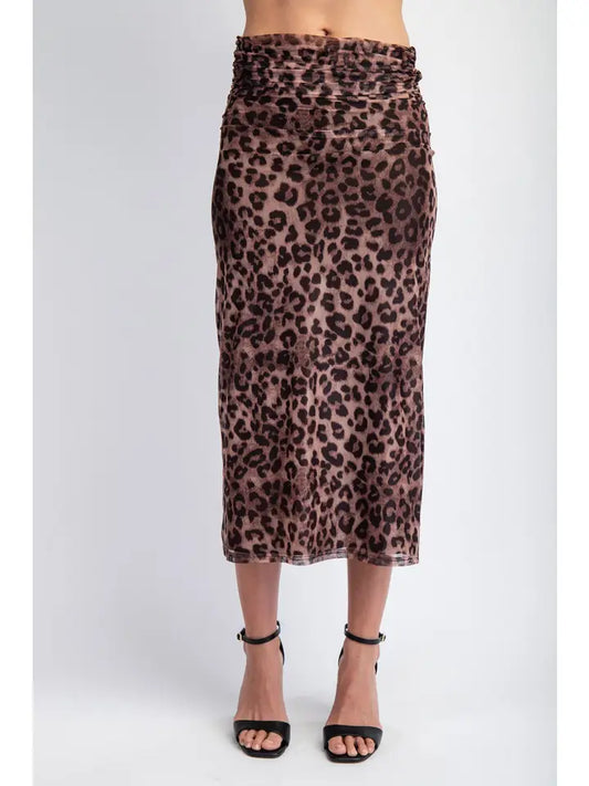 Leopard Print Mesh Skirt