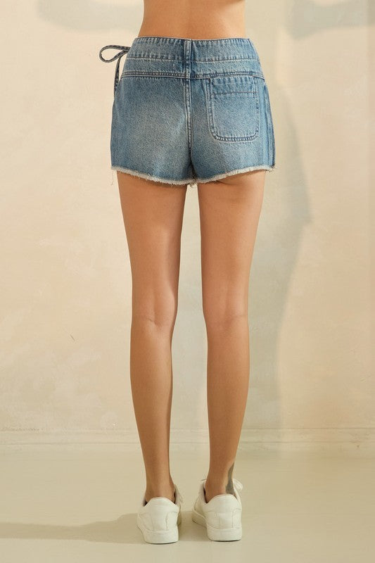 Denim Wrap Tie Skort