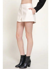 Faux Leather Shorts (ivory)