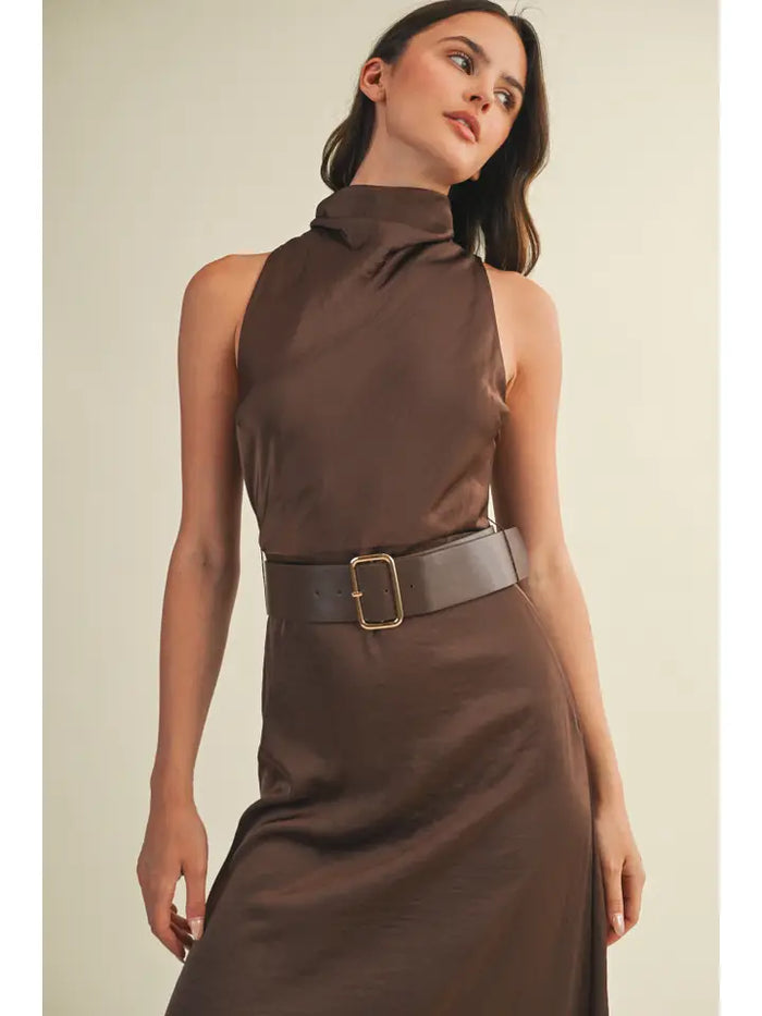 Fiona Satin Halter Dress