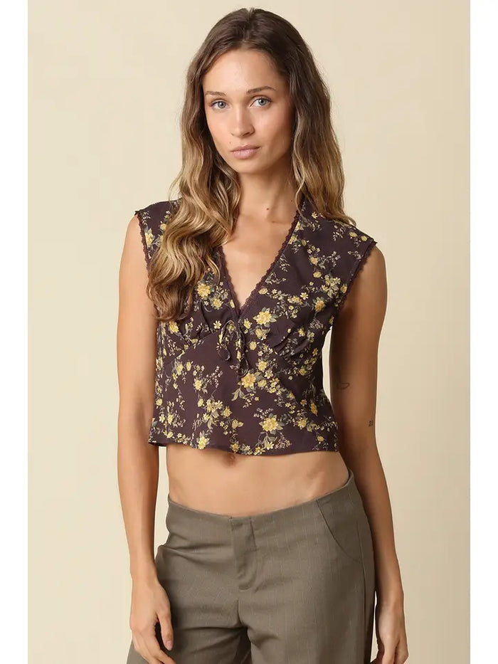 Ames Brown Floral Tank