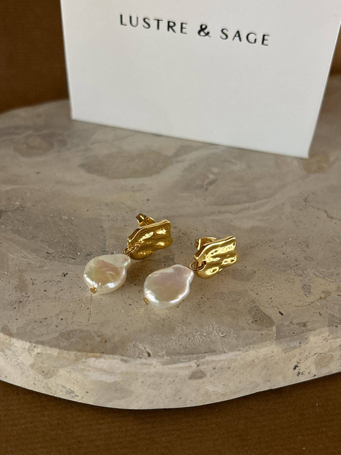 Messina Pearl 18K Gold Plated Earrings - GEORGE-MARY'S