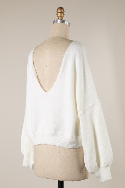 V-Neck White Sweater