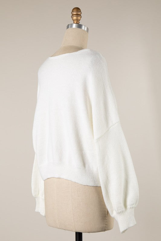 V-Neck White Sweater