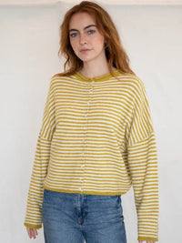 The Piper Cardigan (dijon mini stripe)