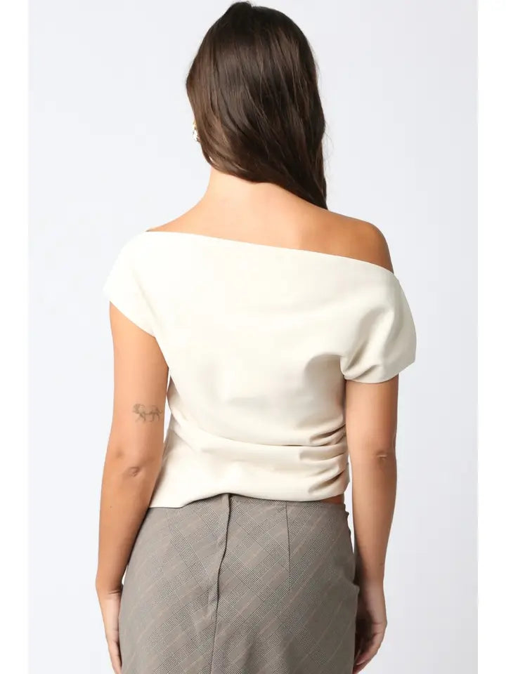 Draped Shoulder Top (ecru)