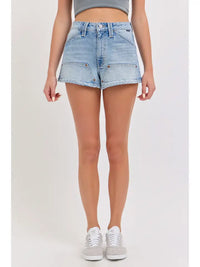 High Rise A-Line Patch Shorts