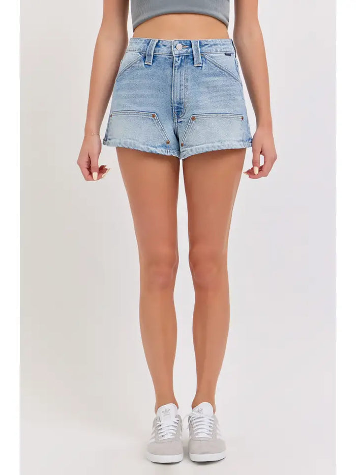 High Rise A-Line Patch Shorts