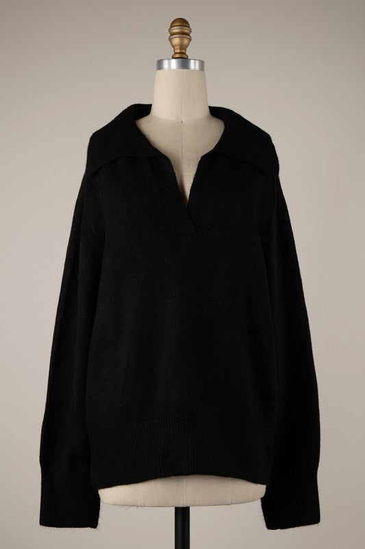 The Tabor Collared Sweater (black)