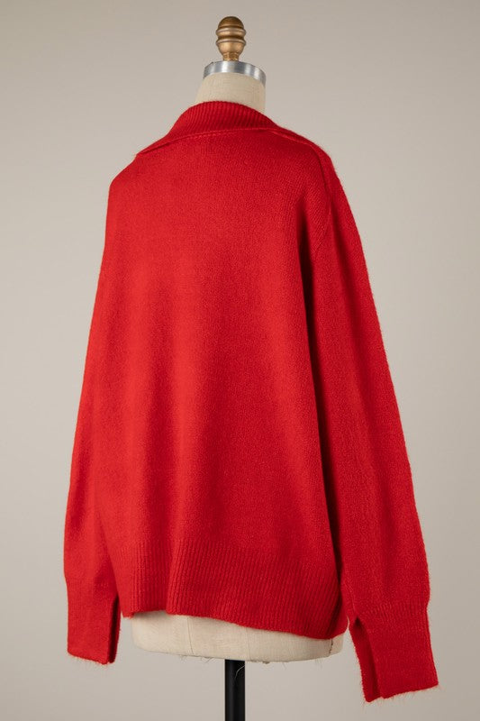 Roxie Collared Sweater (red)
