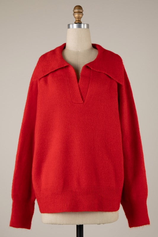 Roxie Collared Sweater (red)