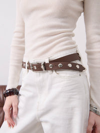 Linda Studded Western Belt in Brown - GEORGE-MARY'S