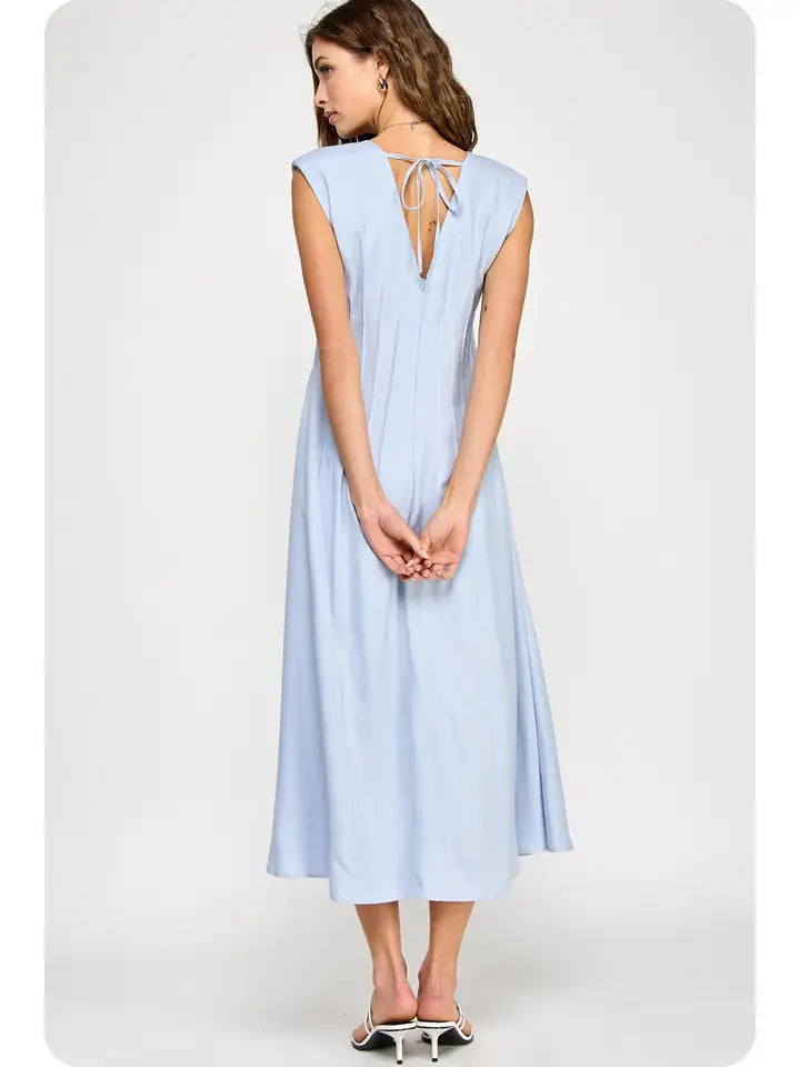 Pintuck Corset Midi Dress (blue)